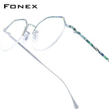 FONEX Pure Titanium Glasses Frame Women Polygon Eyeglasses 85866