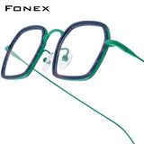 FONEX Acetate Titanium Glasses Frame Men Square Eyeglasses 85894