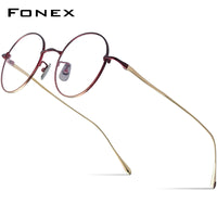 FONEX Titanium Glasses Frame Men Round Eyeglasses DIG