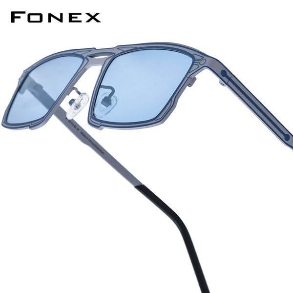 FONEX Titanium Women Square Polarized Sunglasses 85925T