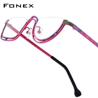 FONEX Pure Titanium Glasses Frame Women Round Eyeglasses 85898