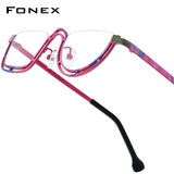 FONEX Pure Titanium Glasses Frame Women Round Eyeglasses 85898