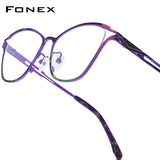 FONEX Pure Titanium Glasses Women Cat Eye Eyeglasses 85922