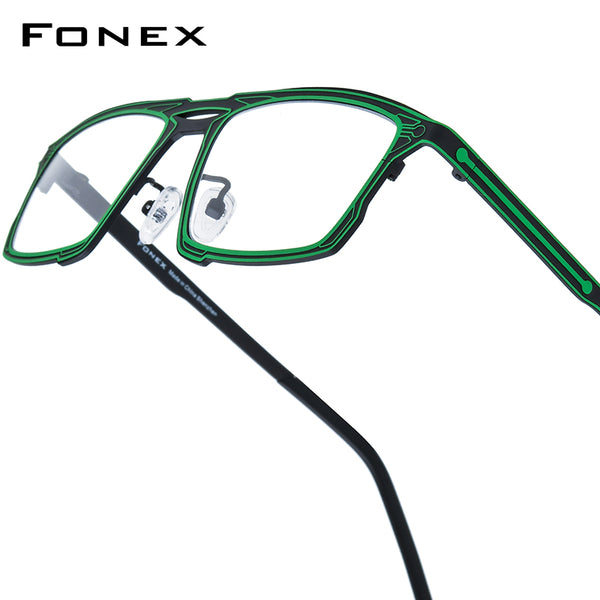 FONEX Pure Titanium Glasses Frame Men Square Eyeglasses 85925