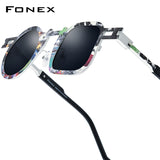 FONEX Titanium Women Square Round Polarized Sunglasses 85924T