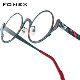 FONEX Pure Titanium Glasses Frame Women Round Eyeglasses 85935