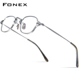 FONEX Pure Titanium Glasses Frame Men Square Eyeglasses KMN-186