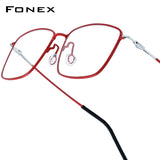 FONEX Titanium Glasses Frame Men Square Screwless Eyeglasses 85913