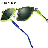 FONEX Titanium Men Square Polarized Sunglasses 85910T