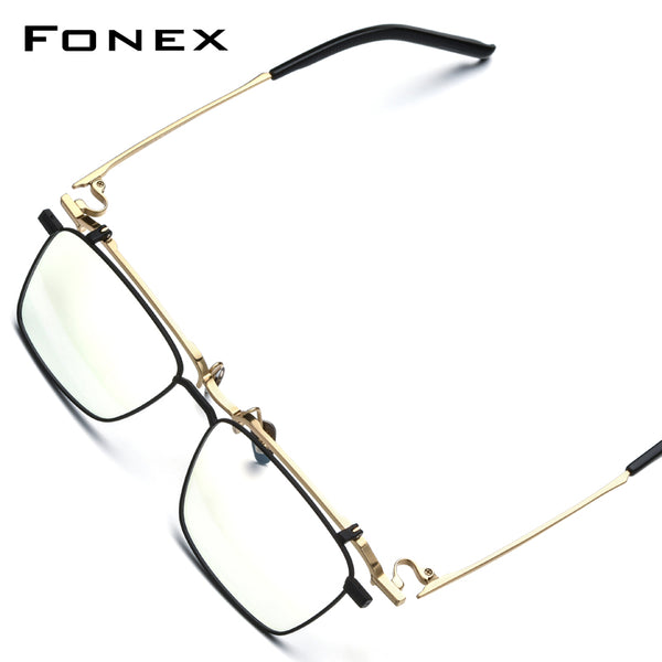 FONEX Titanium Glasses Frame Men Square Eyeglasses 401T