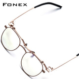 FONEX Titanium Glasses Frame Men Round Eyeglasses 400T