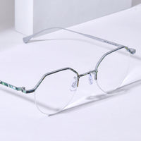 FONEX Pure Titanium Glasses Frame Women Polygon Eyeglasses 85866