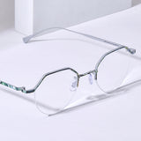 FONEX Pure Titanium Glasses Frame Women Polygon Eyeglasses 85866