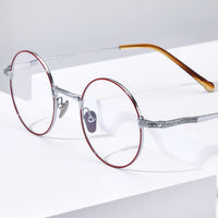 FONEX Pure Titanium Glasses Frame Men Round Eyeglasses N-045