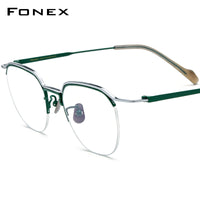 FONEX Titanium Glasses Frame Men Semi Rimless Eyeglasses F90036