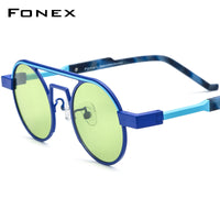 FONEX Pure Titanium Women Round Polarized Sunglasses F85831T