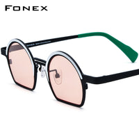 FONEX Titanium Men 3/4 Round Polarized Sunglasses F85840T