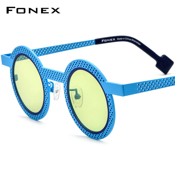 FONEX Titanium Men Round Polarized Sunglasses F85821T