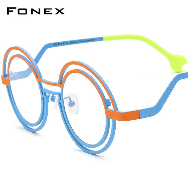 FONEX Pure Titanium Glasses Frame Women Round Eyeglasses F85823