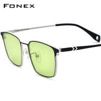 FONEX Titanium Polarized Sunglasses Men Square F85856T