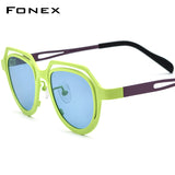 FONEX Pure Titanium Women Cat Eye Polarized Sunglasses F85813T