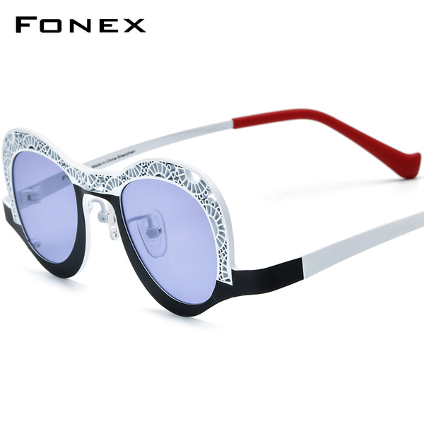 FONEX Pure Titanium Men Cat Eye Polarized Sunglasses F85826T