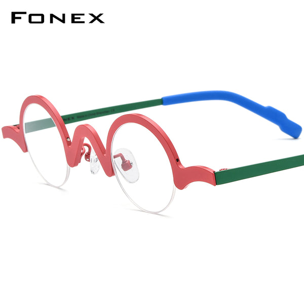 FONEX Pure Titanium Glasses Frame Women Round Eyeglasses F85810