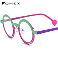 FONEX Pure Titanium Glasses Frame Women Round Eyeglasses F85822