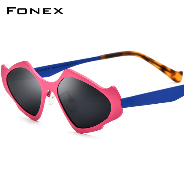 FONEX Pure Titanium Men Cat Eye Polarized Sunglasses F85811T