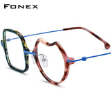 FONEX Acetate Titanium Glasses Frame Men Irregular Eyeglasses F85842