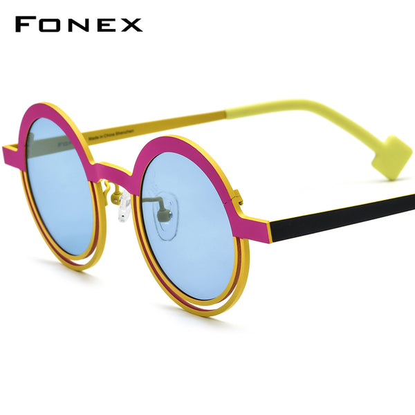 FONEX Titanium  Women Round Polarized Sunglasses F85822T