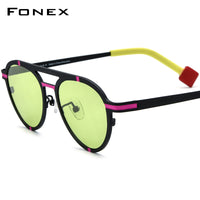 FONEX Pure Titanium Women Cat Eye Polarized Sunglasses F85841T