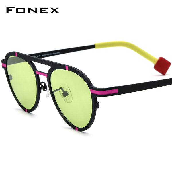 FONEX Pure Titanium Women Cat Eye Polarized Sunglasses F85841T