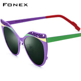 FONEX Pure Titanium Polarized Sunglasses Women Cat Eye F85825T