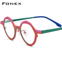 FONEX Pure Titanium Glasses Frame Women Polygon Eyeglasses F85803