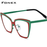 FONEX Pure Titanium Glasses Frame Women Cat Eye Eyeglasses F85809