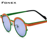 FONEX Titanium Men Round Polarized Sunglasses F85832T