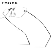 FONEX B Titanium Glasses Frame Men Brand Rimless Square Eyeglasses 85871