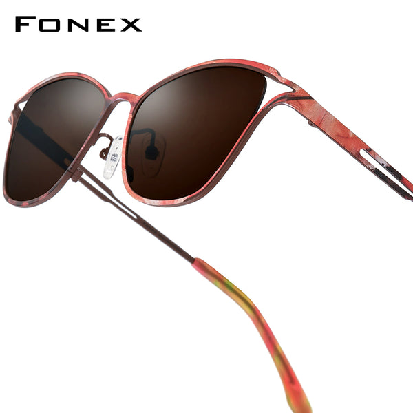FONEX Titanium Women Cat Eye Polarized Sunglasses 85922T