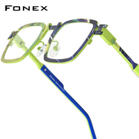 FONEX Pure Titanium Glasses Frame Men Square Eyeglasses 85910