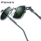 FONEX Titanium Women Square Round Polarized Sunglasses 85924T