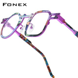 FONEX Titanium Glasses Frame Men Square Round Eyeglasses 85924