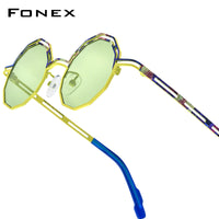 FONEX Men Titanium Polarized Sunglasses Polygon F85888T