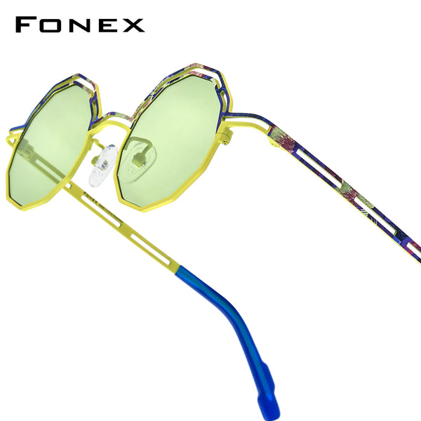 FONEX Men Titanium Polarized Sunglasses Polygon F85888T