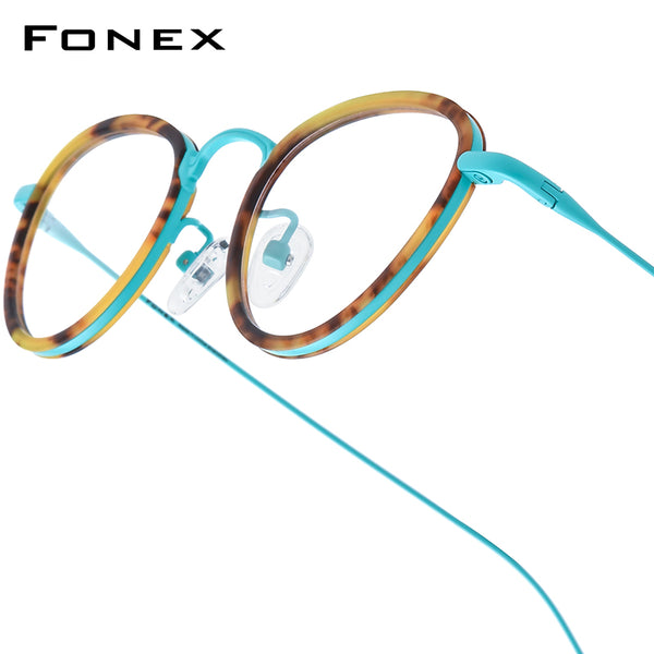 FONEX Acetate Titanium Glasses Frame Men Cat Eye Eyeglasses 85896