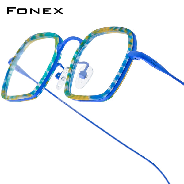 FONEX Acetate Titanium Glasses Frame Men Square Eyeglasses 85894