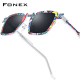 FONEX Titanium Men Square Polarized Sunglasses 85910T