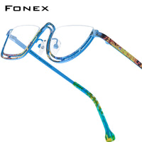 FONEX Pure Titanium Glasses Frame Women Round Eyeglasses 85898