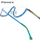 FONEX Pure Titanium Glasses Frame Women Round Eyeglasses 85898