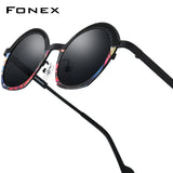 FONEX Titanium Women Oval Polarized Sunglasses 85926T